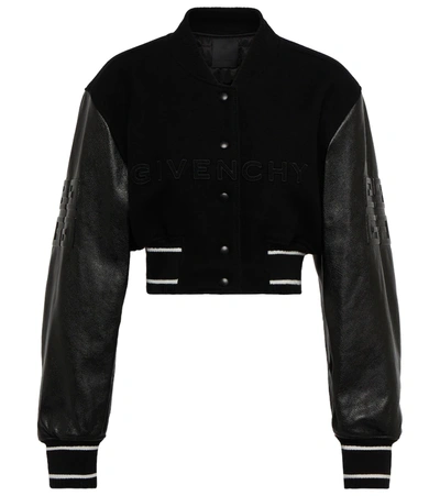 Shop Givenchy Wool-blend And Leather Bomber Jacket In Black/white