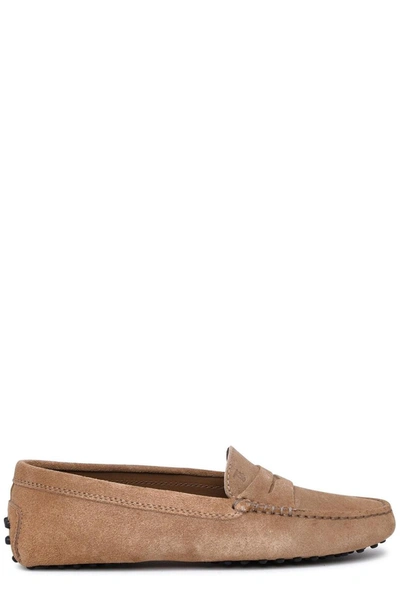 Shop Tod's Gommino Penny Bar Driving Shoes In Beige
