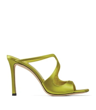 Shop Jimmy Choo Anise 95 Satin Sandals In Yellow