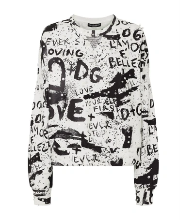 Shop Dolce & Gabbana Dg Graffiti Stud-embellished Sweatshirt In Multi