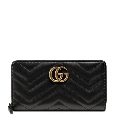 Shop Gucci Leather Marmont Wallet In Black