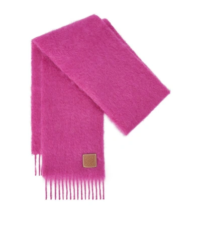 Shop Loewe Wool-mohair Logo Scarf In Pink