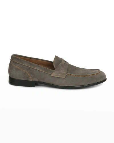 Shop Bruno Magli Men's Silas Suede Penny Loafers In Taupe Suede