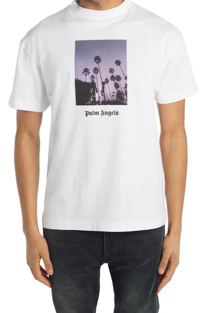 Shop Palm Angels Stars & Palms Graphic Tee In White Black