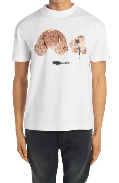 Shop Palm Angels Headless Bear Graphic Cotton Tee In White Brown