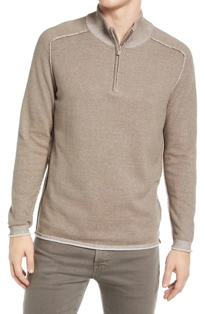 Shop The Normal Brand Jimmy Cotton Quarter-zip Sweater In Khaki