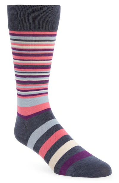 Shop Cole Haan Town Stripe Crew Socks In Azalea Pink