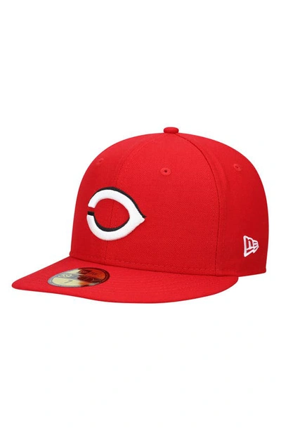 Shop New Era Red Cincinnati Reds Upside Down 59fifty Fitted Hat