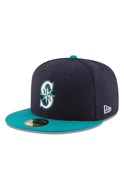 Shop New Era Navy/aqua Seattle Mariners Alternate Authentic Collection On Field 59fifty Fitted Hat