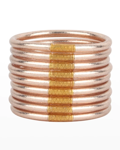 Shop Budhagirl Exclusive Champagne All Weather Bangles, Set Of 9