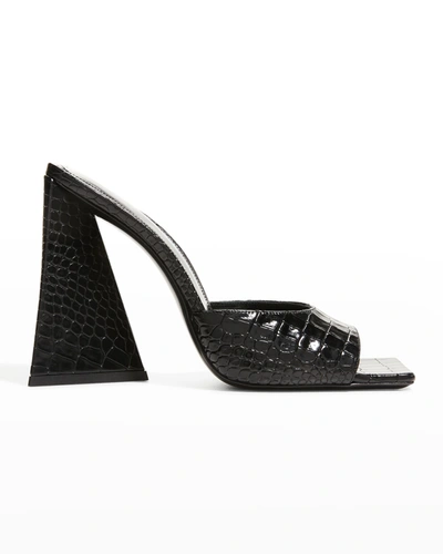 Shop Attico Devon Mock-croc Mule Sandals In 100 Black