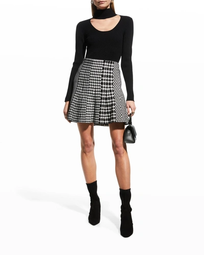 Shop Milly Ribbed Half Moon-neck Sweater In Black