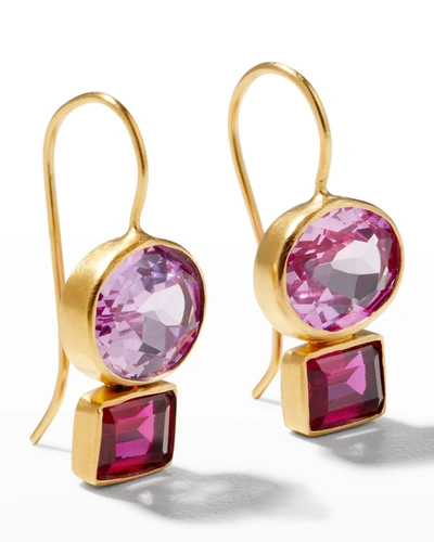 Shop Dina Mackney Double Pink Drop Earrings In Gold