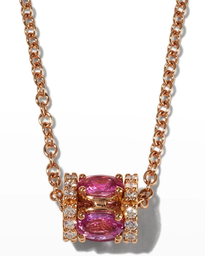 Shop Miseno 18k Rose Gold Pink Sapphire Necklace With Diamonds
