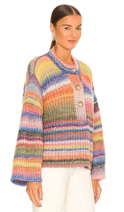Something Navy Ombre Henley Sweater In Rainbow/multi | ModeSens