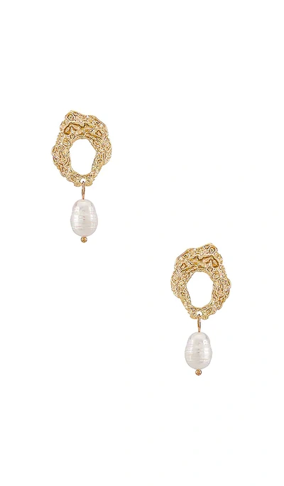 Shop Amber Sceats Pearl Drop Earring In Metallic Gold