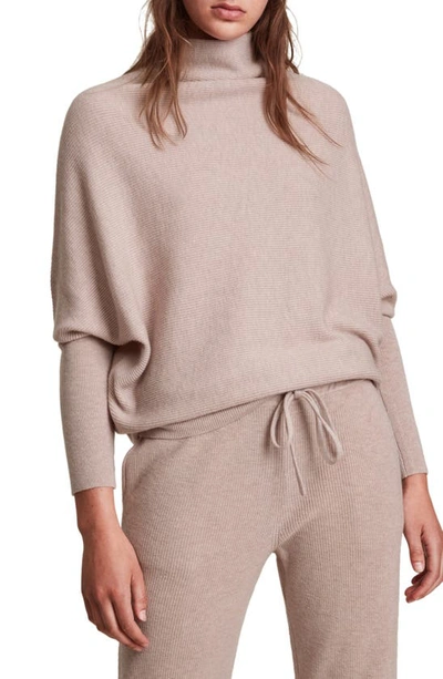 Shop Allsaints Ridley Funnel Neck Wool & Cashmere Sweater In Pashmina Pink