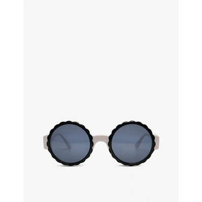 The Vintage Trap Pre-loved 90s Chanel Fl99 Round-frame Acetate Sunglasses  In White