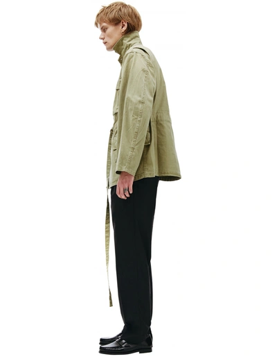 Shop Fear Of God Belted Cotton Jacket In Army In Khaki