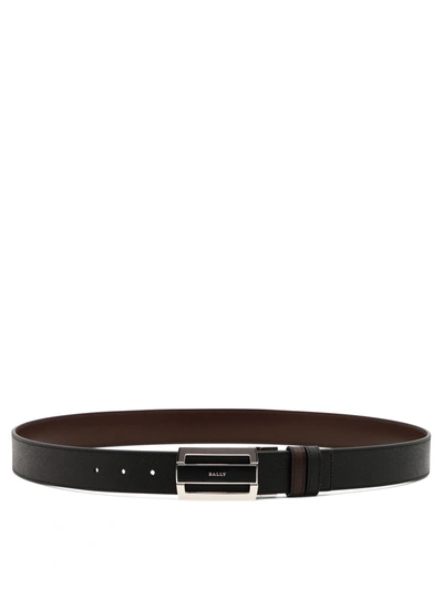 Shop Bally Logo Buckle Reversible Belt In Black