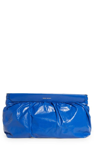 Shop Isabel Marant Luz Leather Clutch In Electric Blue