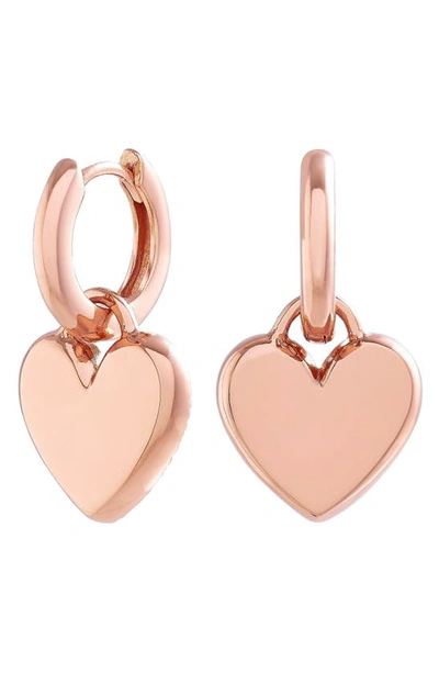 Shop Olivia Burton Classic Heart Huggie Earrings In Rose Gold
