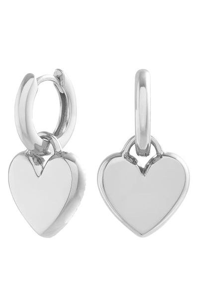 Shop Olivia Burton Classic Heart Huggie Earrings In Silver