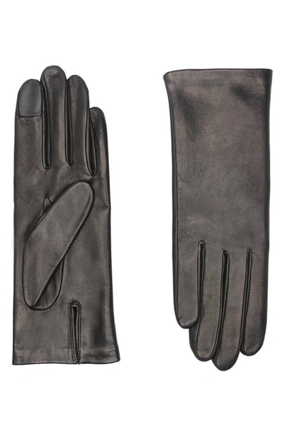 Shop Agnelle Leather Gloves In Noir Tactile