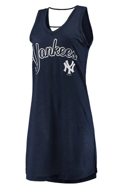 Shop G-iii 4her By Carl Banks Heathered Navy New York Yankees Swim Cover-up Dress In Heather Navy