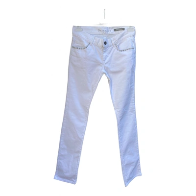 Pre-owned Berenice Slim Pants In White