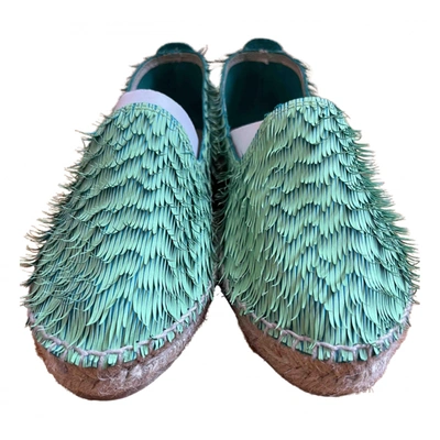Pre-owned Manebi Leather Espadrilles In Green