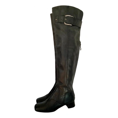 Pre-owned Maliparmi Leather Riding Boots In Grey