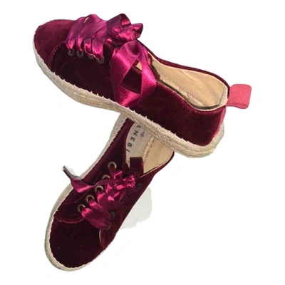 Pre-owned Manebi Velvet Espadrilles In Burgundy