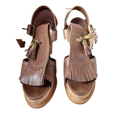 Pre-owned Etro Leather Mules In Brown