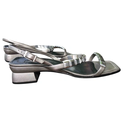 Pre-owned Pierre Cardin Leather Sandal In Anthracite