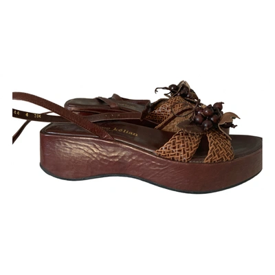 Pre-owned Charles Jourdan Leather Sandals In Brown
