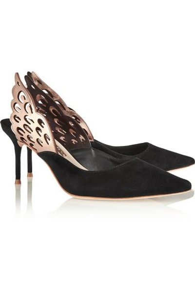 Shop Sophia Webster Angelo Cutout Leather And Suede Slingback Pumps