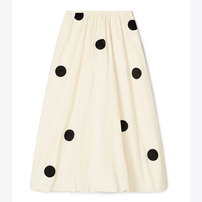 Shop Tory Burch Silk Taffeta Bubble Skirt In Light New Ivory