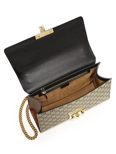 Shop Gucci Padlock Gg Supreme Shoulder Bag In Beige-black