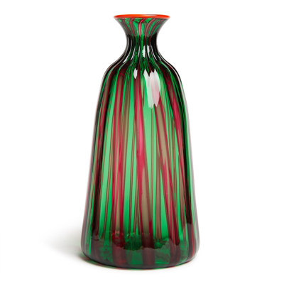 La Doublej Bottiglia Vase (rigadin) In Verde/fucsia