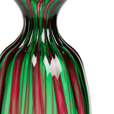 La Doublej Bottiglia Vase (rigadin) In Verde/fucsia