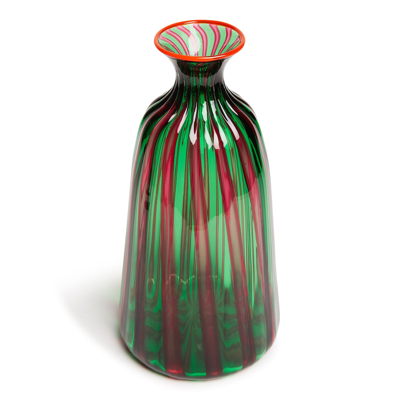 La Doublej Bottiglia Vase (rigadin) In Verde/fucsia