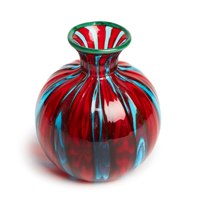 Shop La Doublej Mini Ciccio Vase (rigadin) In Rosso/acquamare
