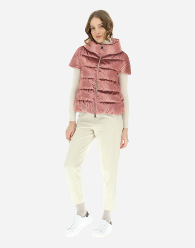 Shop Herno Short-sleeved Crystal Velvet Cape In Pink