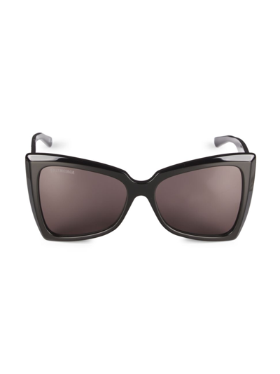 Shop Balenciaga Women's Tip 57mm Butterfly Sunglasses In Shiny Black