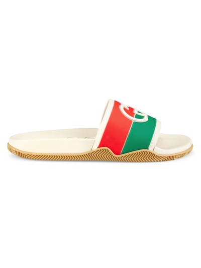 Shop Gucci Women's Interlocking G Slide Sandals In Beige Multi