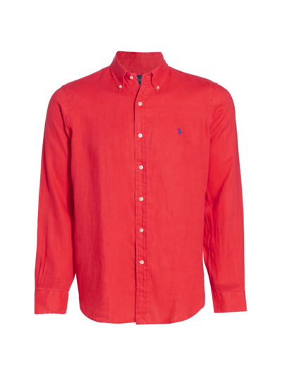 Shop Ralph Lauren Tailored Button-down Shirt In Newport Navy