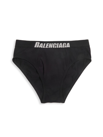 Shop Balenciaga Men's Logo Band Briefs In Black
