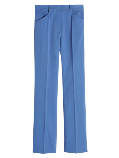 Shop Victoria Beckham Straight-leg Wool Trousers In Soft Blue