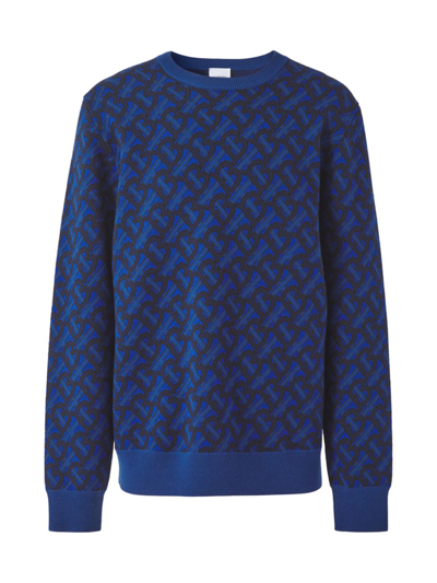 Shop Burberry Rawlinson Merino Sweater In Royal Blue